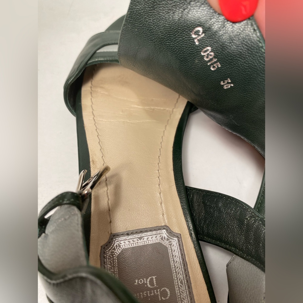 Christian Dior flat leather sandals dark green grey 36 - Picture 12 of 12